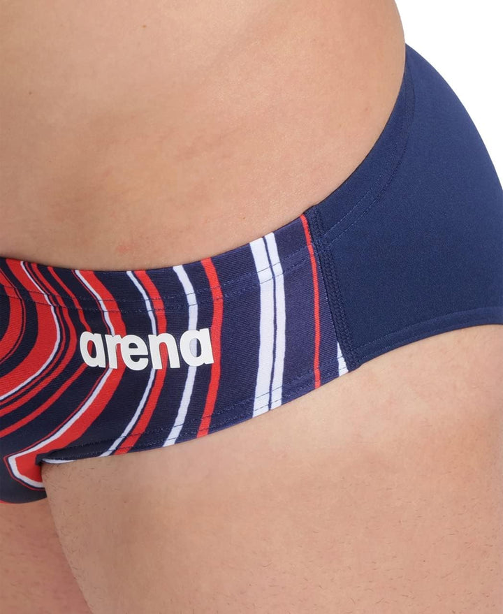 ARENA Herren Men's Swim Briefs Marbled Badehosen Slip (1er Pack) 4 Navy-red Multi, 4 Navy-red Multi