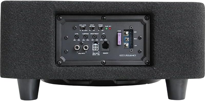 Ground Zero GZCS 25SUB-ACT Aktiv-Gehäusesubwoofer, 25 cm, 320/430 Watt, 50-150 Hz, 9-16 Volt, Downfi