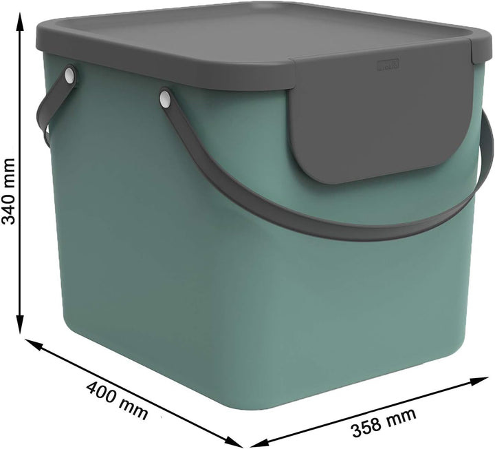 Rotho Albula Mülltrennungssystem 40l für die Küche, Kunststoff (PP) BPA-frei, dunkelgrün/anthrazit,
