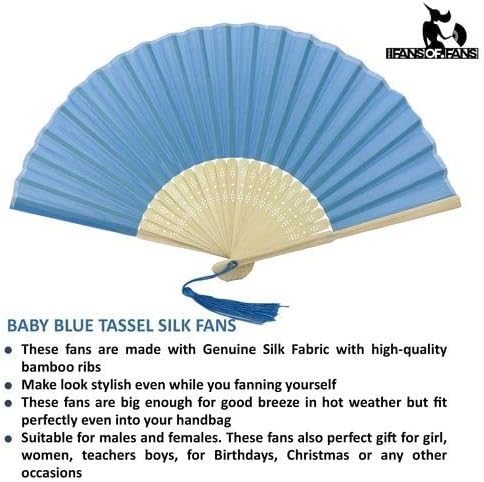 FANSOF.FANS 10 Stück Stofffächer mit einer Quaste Grade A Bambus Rippen Party Favor Handheld Fan (Tr