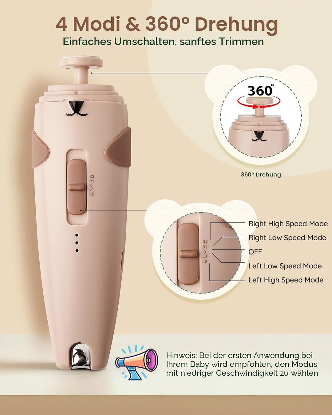 Lilian&amp;Gema Baby Nagelfeile Elektrisch, Elektrische Nagelfeile mit 9 Schleifkopf, 28 in 1 Baby Nagel