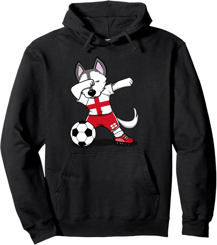 Dabbing Husky England Soccer Fans Trikot Englisch Fussball Pullover Hoodie