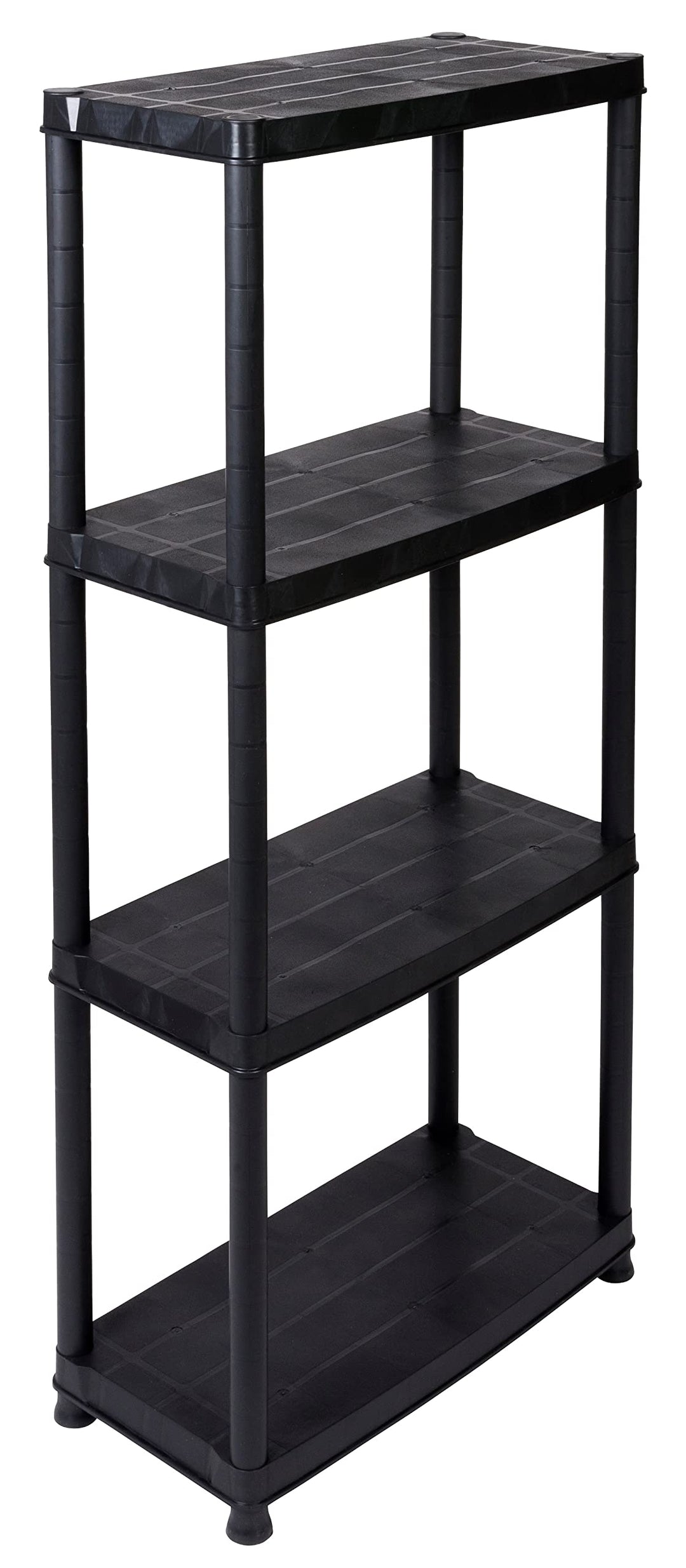 Kreher Kunststoffregal, Steckregal, Kellerregal, 4 Böden, Schwarz, max. 100 kg Traglast. 60 x 30.5 x