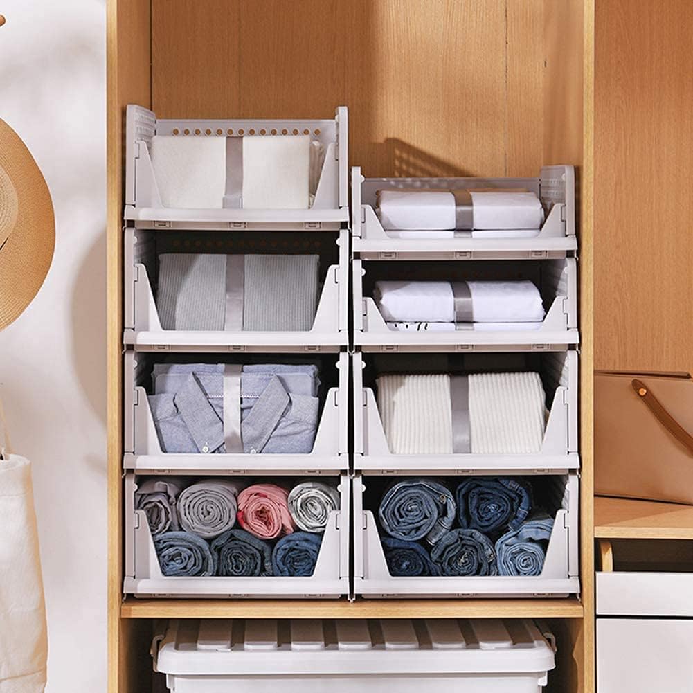 ZPONEED 8 Stück Faltbaren Kleiderschrank Organizer, Schrank Organizer Aufbewahrungsboxen, Stapelbare