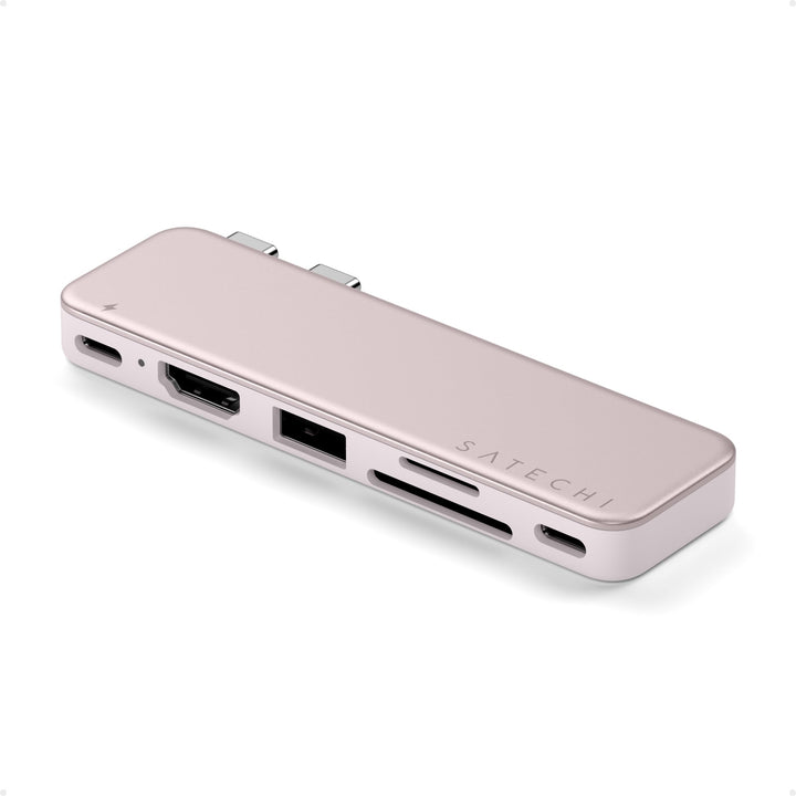 SATECHI USB-C Snap Hub 6-in-2 für MacBook Neo, Rosa | PD 45 W, HDMI 4K@60 Hz, Dual-USB-C Anschluss,