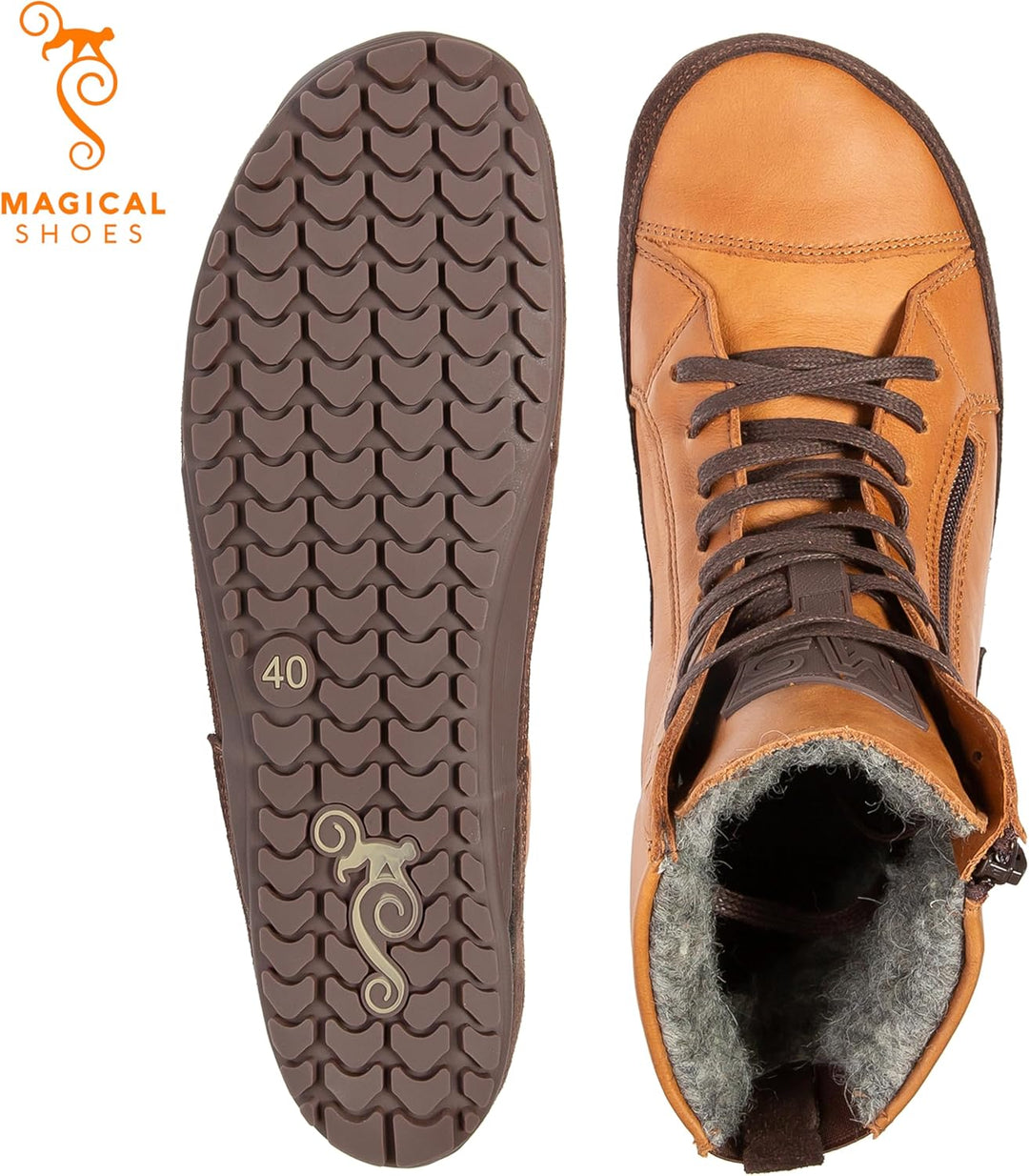 Magical Shoes Barfussschuhe gefüttert für Damen & Herren, Schnürstiefel, Stiefel Winter, minimalisti