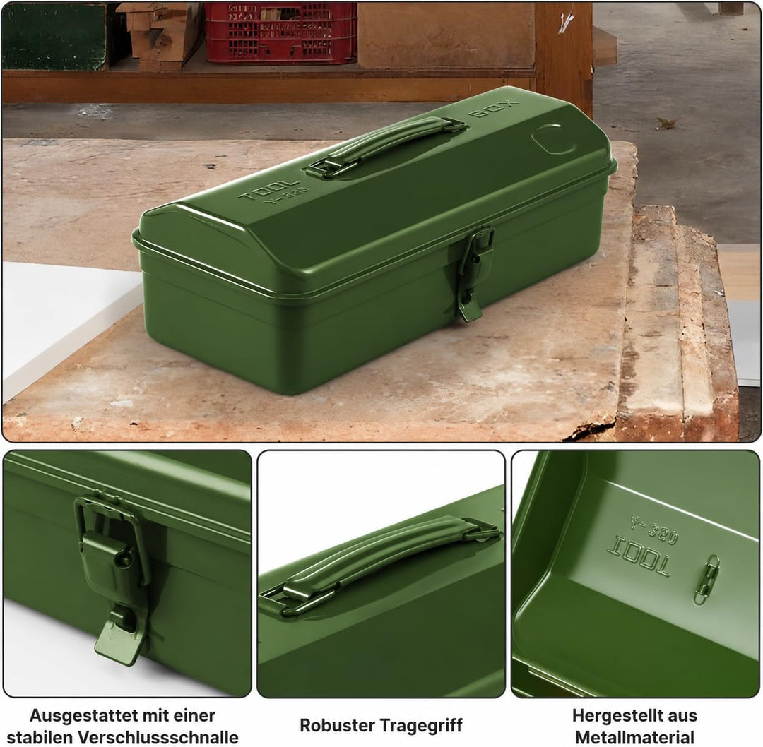 Werkzeugkoffer leer Gross Werkzeugbox 37×16×12cm Robust Langlebig Metall Werkzeugkasten mit Tragegri