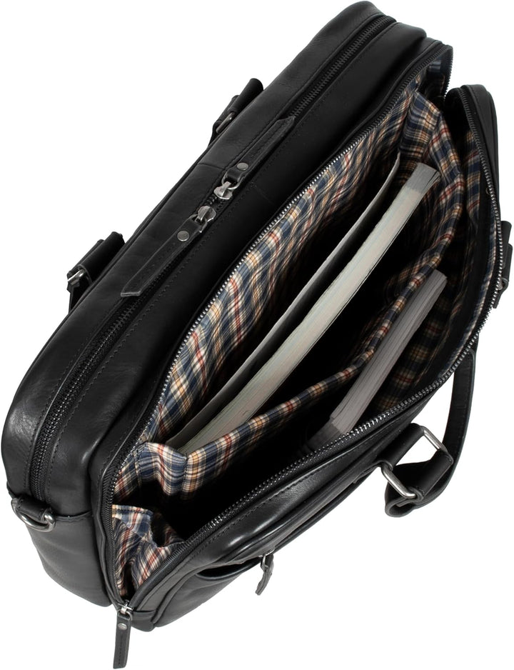 Marc Peter Laptoptasche Dallas I Leder Umhängetasche für 15.6 zoll Laptop I Aktentasche für Notebook