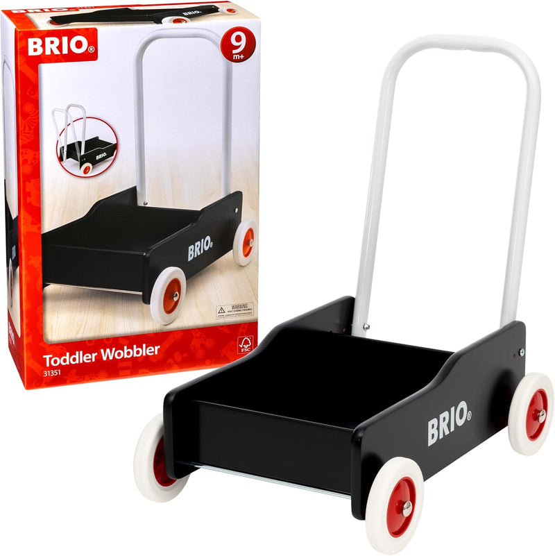 BRIO 31351 Lauflernwagen Schwarz - Der schwedische Klassiker für Kinder ab 9 Monaten - Verstellbarer