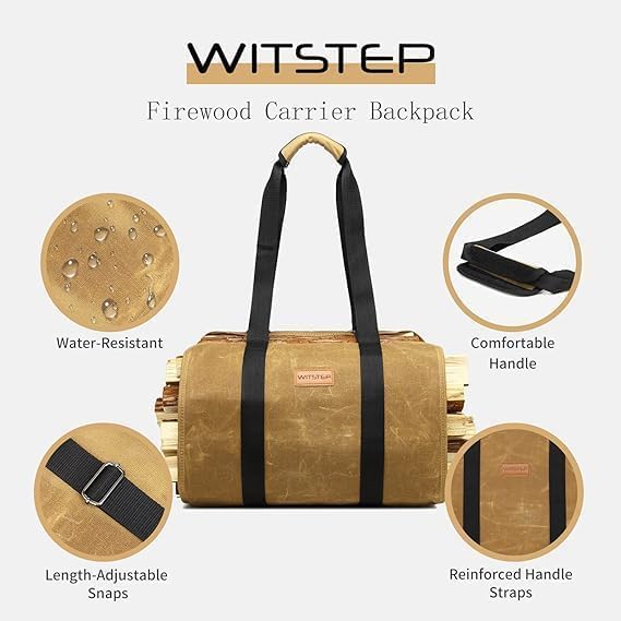 Feuerholz-Trage-Rucksack, CYUREAY wasserabweisende Feuerholz-Tasche, stabile Holzklotz-Tragetasche m