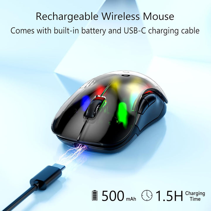 memzuoix LED Kabellose Maus – Wiederaufladbare 2.4G Optische Maus mit Magnetischer Abdeckung, Sanfte
