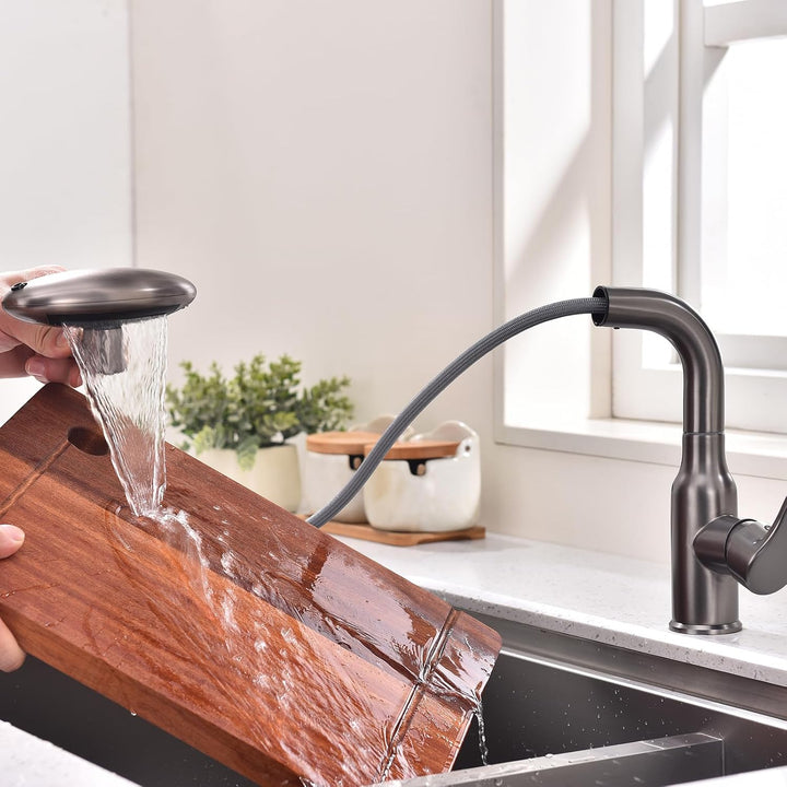 Küchenarmatur mit Brause 4 Modus Wasserhahn Küche Hoch Ausziehbar Schwenkbar 360° Drehbar Spüle Aarm