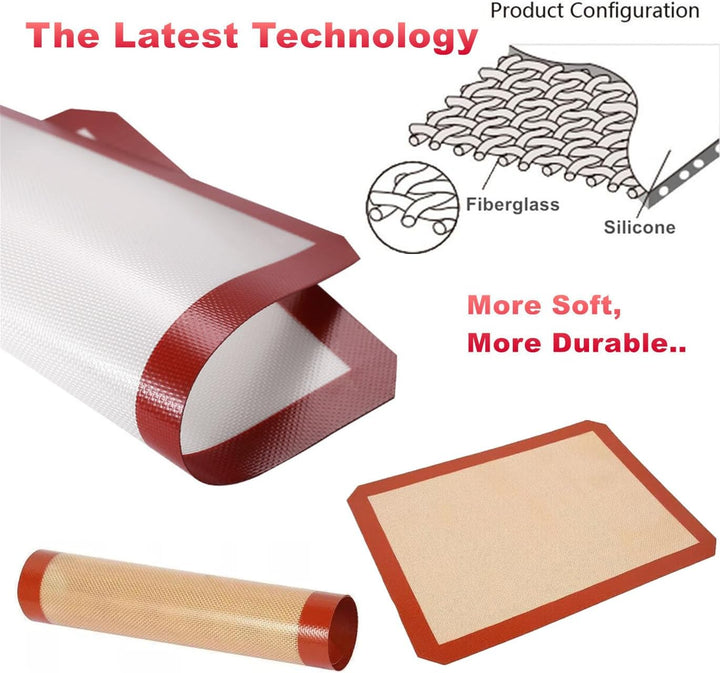 Rechteckiges Silikon, Antikleber, Lebensmittelsichere Backmatte, Packung von 2, Rot, 40x30cm, 30x21c
