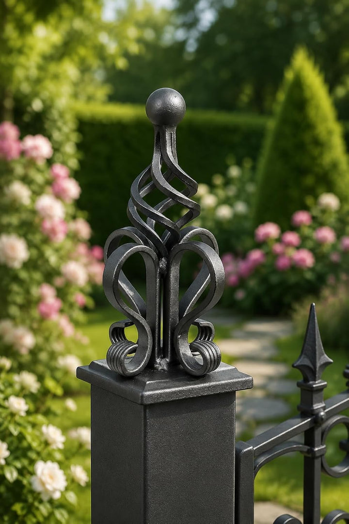 Torkrone Schmiedeeisen Zierelement, für Metall Pfosten am Eingangstor, Garten, Terrasse &amp; Balkon