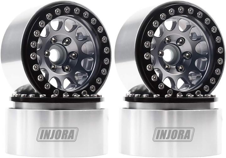 INJORA 4PCS 1,9 Beadlock Felgen Metall Räder Felge Set für 1:10 RC Rock Crawler Axial SCX10 pro SCX1
