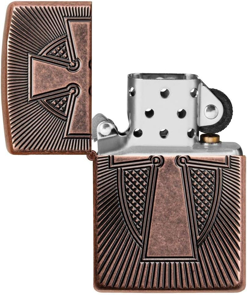 ZIPPO - Deep Carve Cross Design - Antique Copper, Deep Carve - Sturmfeuerzeug, befüllbar, in hochwer