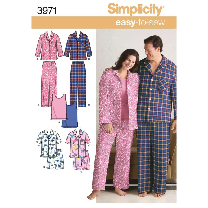 Simplicity Einfach zu nähen, passende Schlafanzüge für Damen und Herren, Grössen XL-XXL BB (XL-XXL-X
