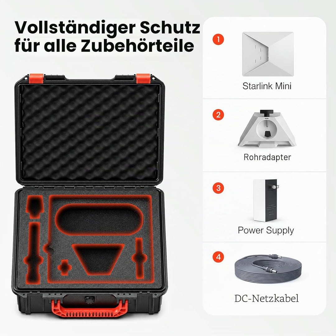 Starlink Mini Tasche, wasserdichte Stossfeste Tragetasche mit Passgenauem Schaumstoff, Tragbare Aufb