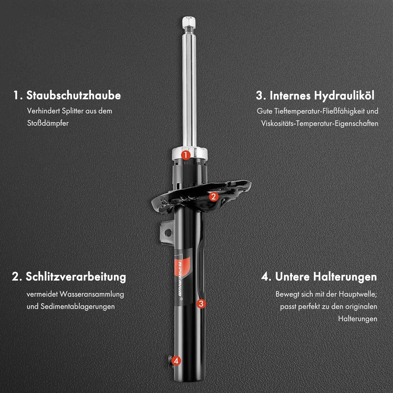 Frankberg 2x Stossdämpfer Vorderachse Kompatibel mit A3 8V1 8VK 8V7 8VE 8VM 8VS 2012-Heute A3 Sportb