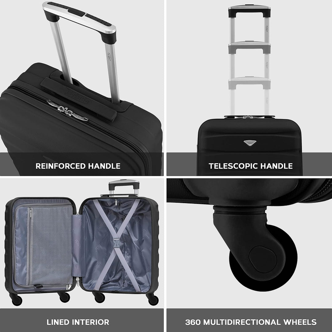 Flight Knight Leichte 4-Rad-ABS-Hartschalenkoffer Handgepack, zugelassen fur uber 60 Fluggesellschaf