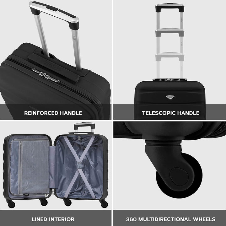 Flight Knight Leichte 4-Rad-ABS-Hartschalenkoffer Handgepack, zugelassen fur uber 60 Fluggesellschaf