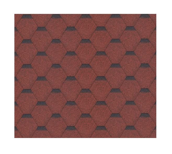 Bitumenschindeln-Set Hexagonal Rock H550RED, rote Bitumen-Dacheindeckung Timbela M550 für Gartenhaus