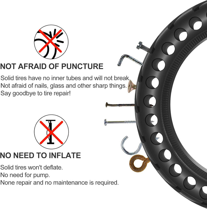 BANGTING 8,5 Zoll E Scooter Solid Reifen, 8 1/2 x2 Vollgummireifen, 50/75-6.1 Ersatzreifen für Xiaom