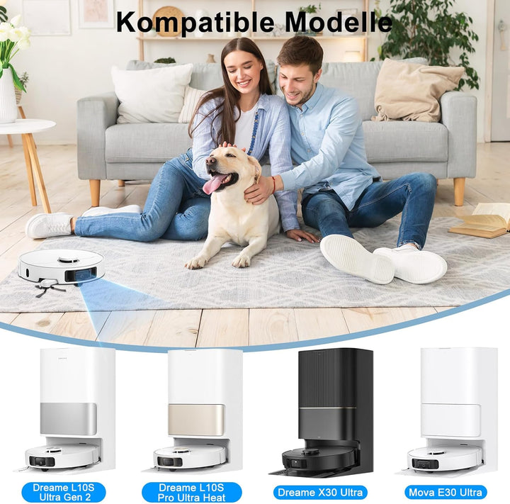 24 Stück Zubehör für Dreame L10s Ultra Gen 2, L10s Pro Ultra Heat, X30 Ultra, Mova E30 Ultra Saugrob