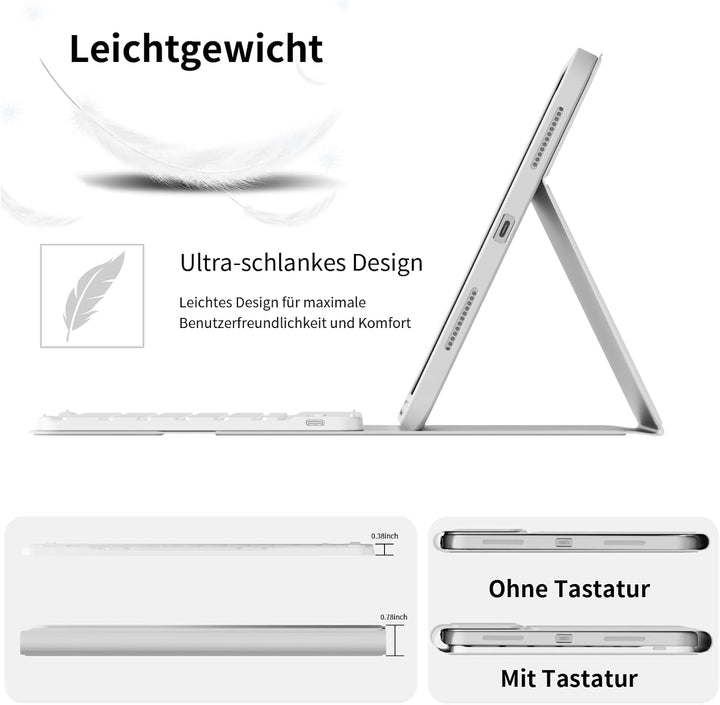 ZOPSGYU Hülle mit Tastatur für iPad (A16) 11/10 Generation (2025/2022, 11/10.9 Zoll), Schutzhülle mi