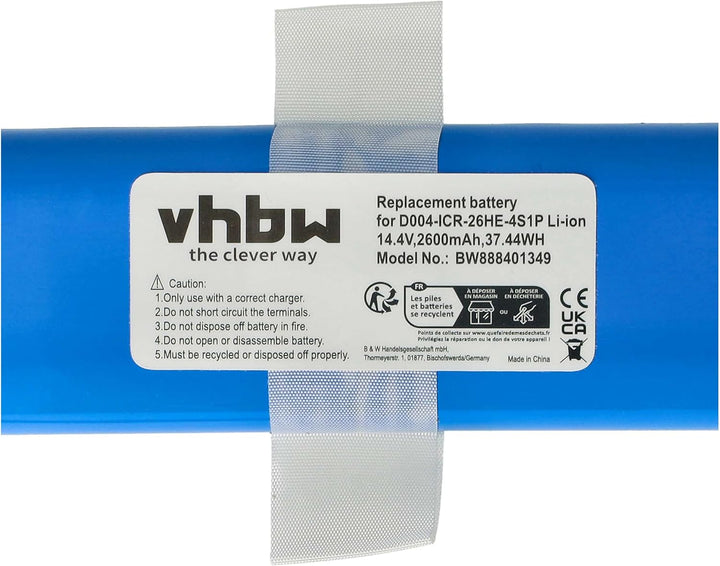 vhbw Akku kompatibel mit 360 S6 Staubsauger (2600mAh, 14,4V, Li-Ion)