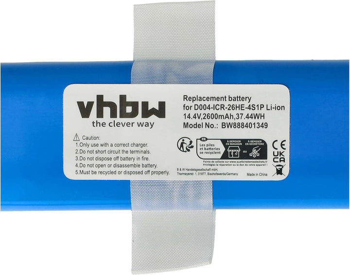 vhbw Akku Ersatz für 360 D004-ICR-26HE-4S1P für Staubsauger (2600mAh, 14,4V, Li-Ion)