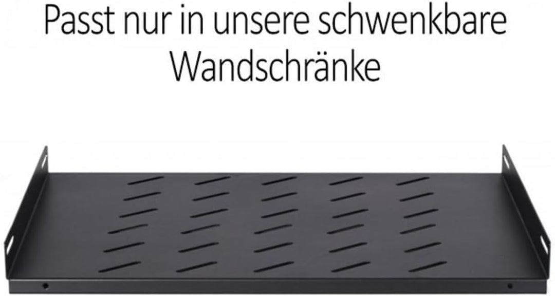 DSIT 19 Zoll Fachboden für 600mm Tiefe schwenkbare Wandschränke - 1 HE - Schwarz - Traglast 20 kg 60