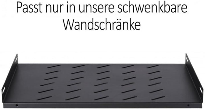 DSIT 19 Zoll Fachboden für 600mm Tiefe schwenkbare Wandschränke - 1 HE - Schwarz - Traglast 20 kg 60