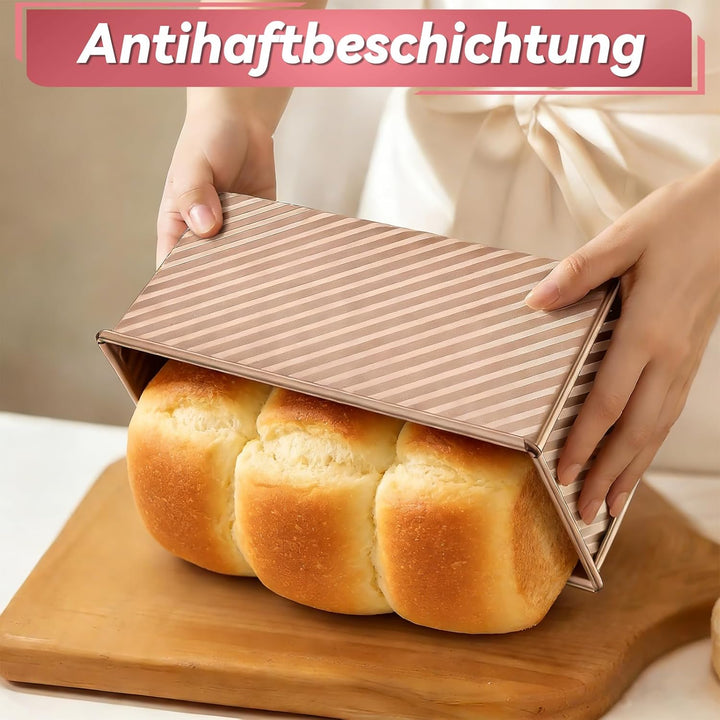 2 Stück Kastenform mit Deckel, 31.8x12x11.43cm Roségold Brotbackform mit Deckel, 21.6x12x11cm Toast
