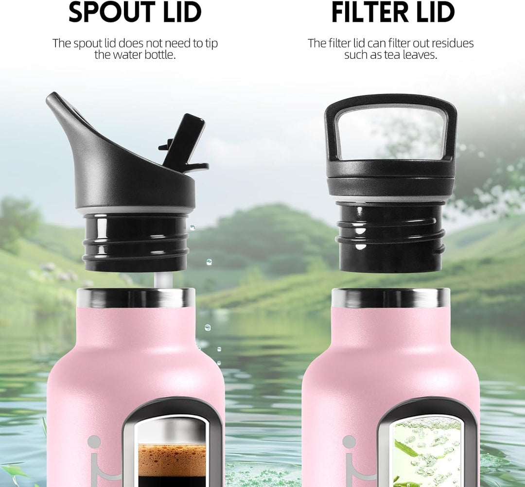 HoneyHolly Trinkflasche 1L, BPA-Frei, Trinkflasche Edelstahl, Thermosflasche, Auslaufsichere Isolier