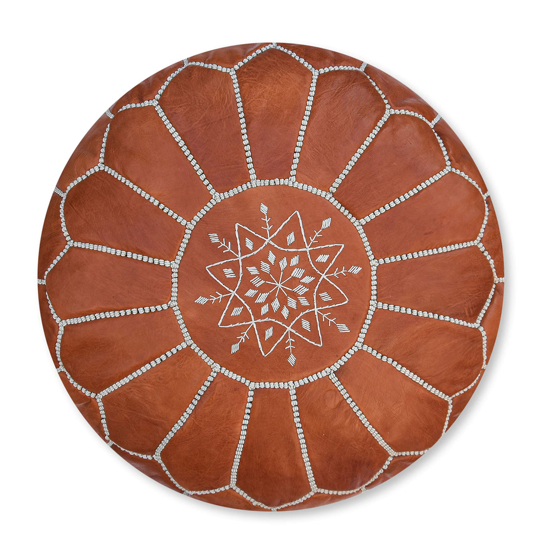 Poufs&Pillows Premium Echt Leder Pouf - Handgefertigt - Gefüllt geliefert - Ottoman, Sitzsack, Fussh