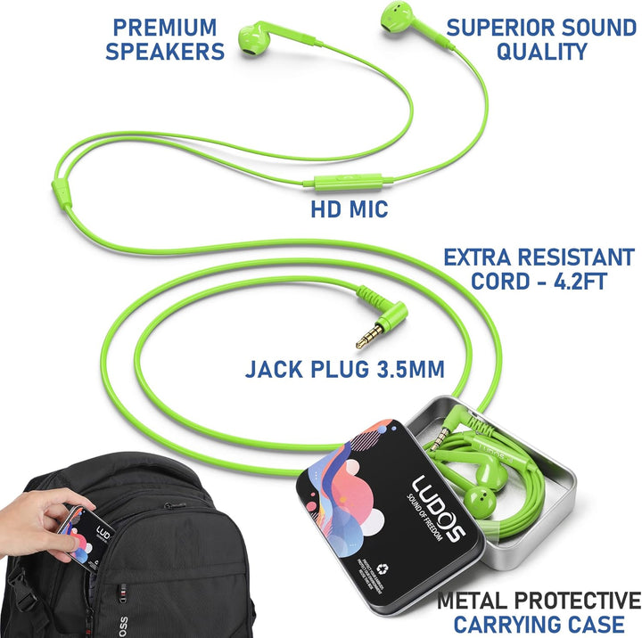 LUDOS FEROX Kopfhörer In Ear Kopfhörer mit Kabel und Mikrofon, 5 Jahre Garantie, In Ear Ohrhörer, 3,