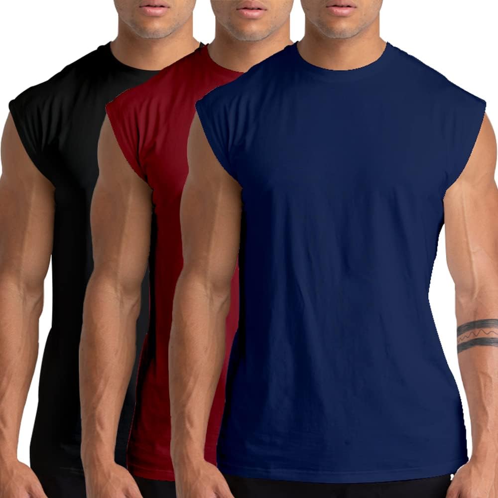 Holure 3er Pack Herren Unterhemden Muskelshirt Workout Tank Tops Unterhemd mit Rundhals-Ausschnitt S