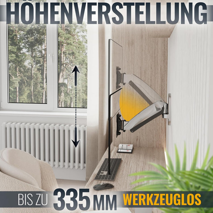 RICOO PC Monitor Wandhalterung höhenverstellbar Gasfeder Schwenkbar Neigbar für Bildschirm 13-32 Zol
