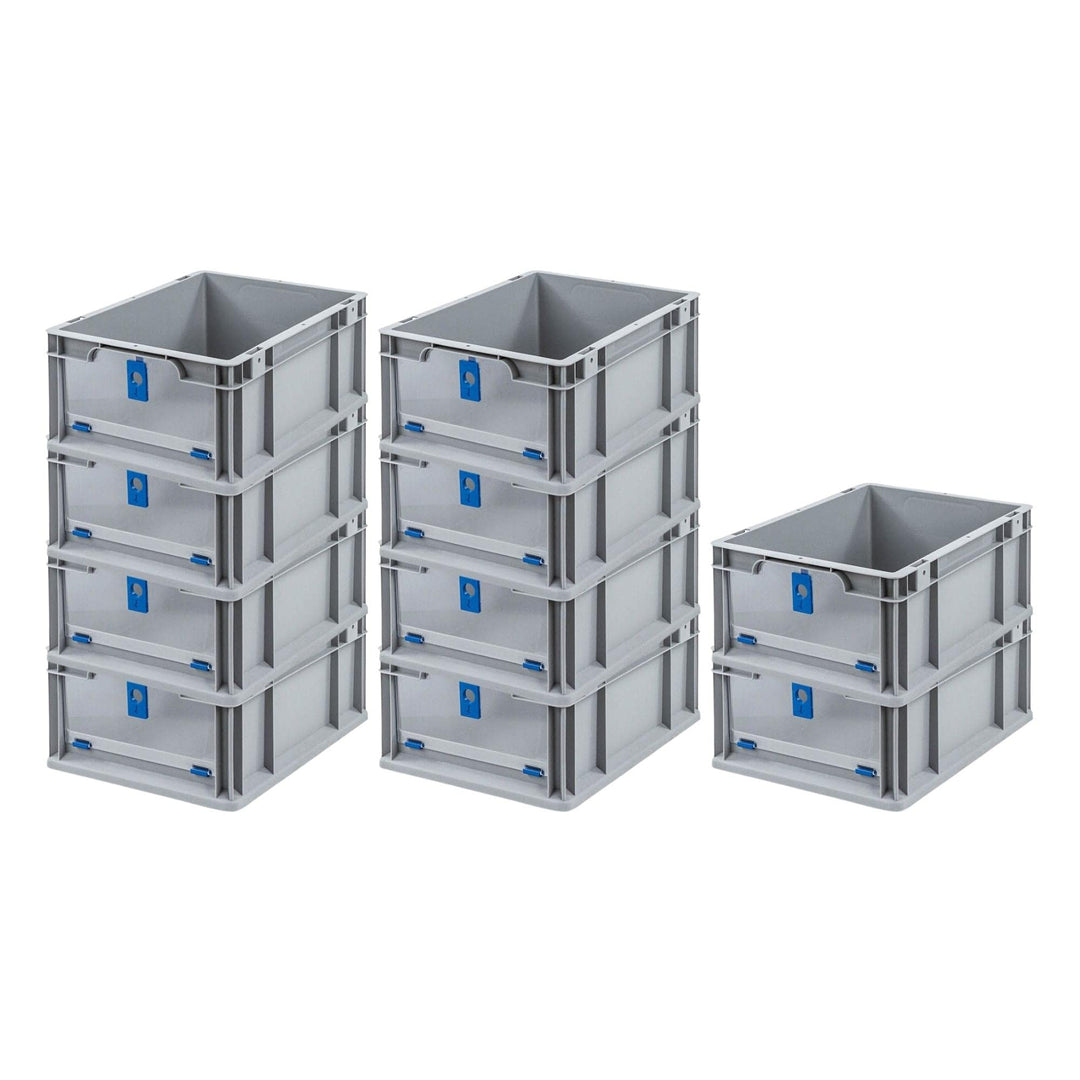 SuperSparSet 10x Eurobox NextGen Insight Cover | HxBxT 17x30x40 | 16 Liter | Niedrig/Blau | Eurobehä