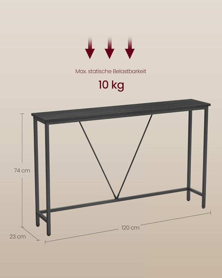 VASAGLE Konsolentisch, Flurtisch schmal, Sofatisch, Beistelltisch für Wohnzimmer, Flur, Eingangsbere