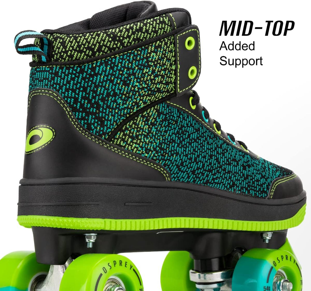 Osprey Premium Quad Skates, Retro-Rollschuhe – Raver 35 EU Schwarz, 35 EU Schwarz