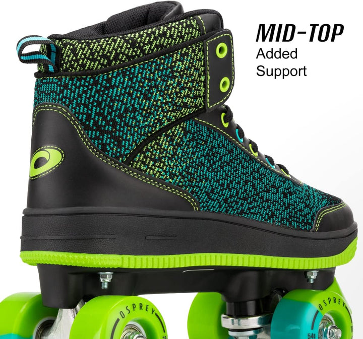 Osprey Premium Quad Skates, Retro-Rollschuhe – Raver 35 EU Schwarz, 35 EU Schwarz