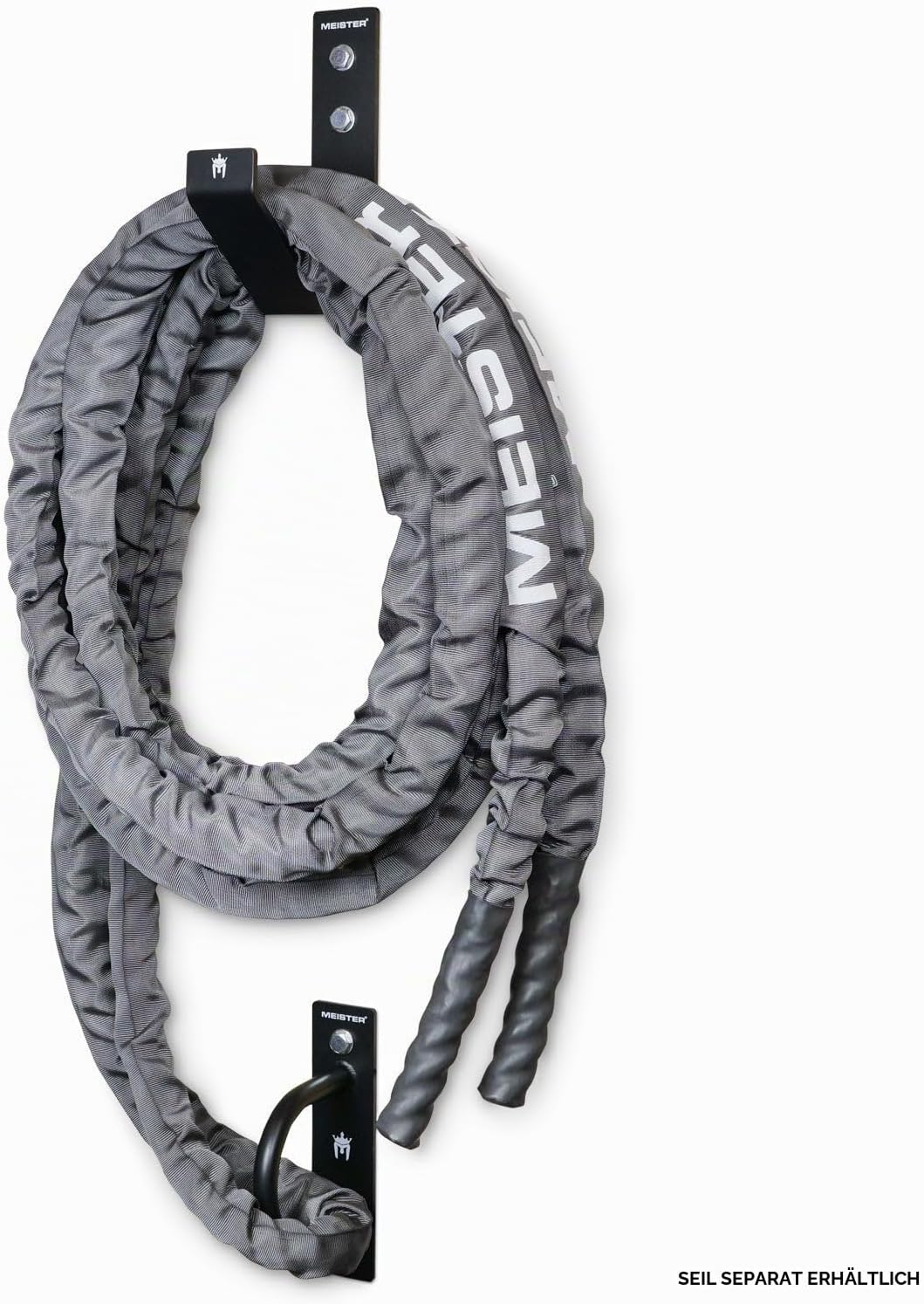 Meister XSteel Battle Rope Wandhalterung Kit mit Anker & Aufbewahrungshaken – Mattschwarz Mattes Sch