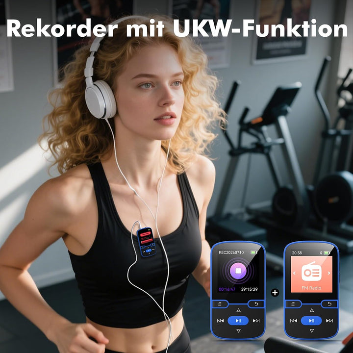 64 GB MP3 Player Bluetooth 5.3 mit Clip für Kinder Tragbarer mp3 -Player Musik-Player mit FM-Radio,