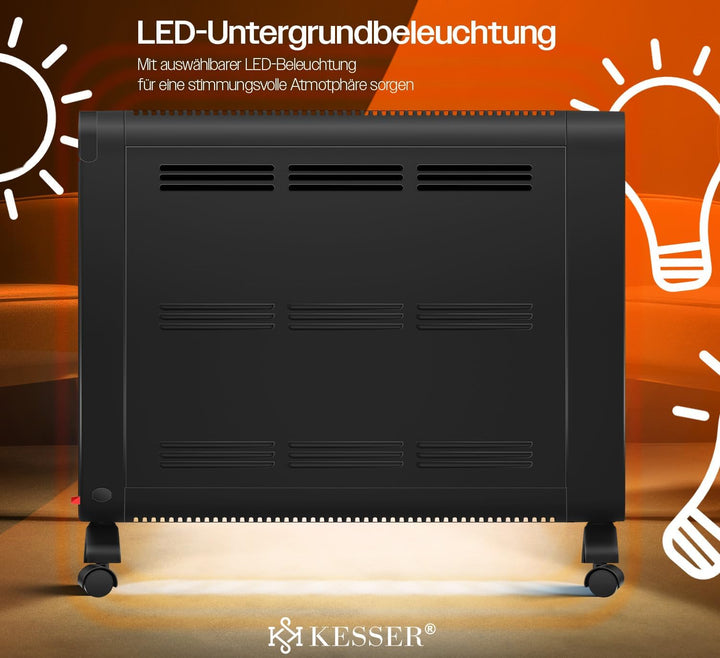 KESSER® Konvektor Premium 1200W ECO 2400W Power Mode Heizstufen Thermostat Elektroheizung WiFi App &