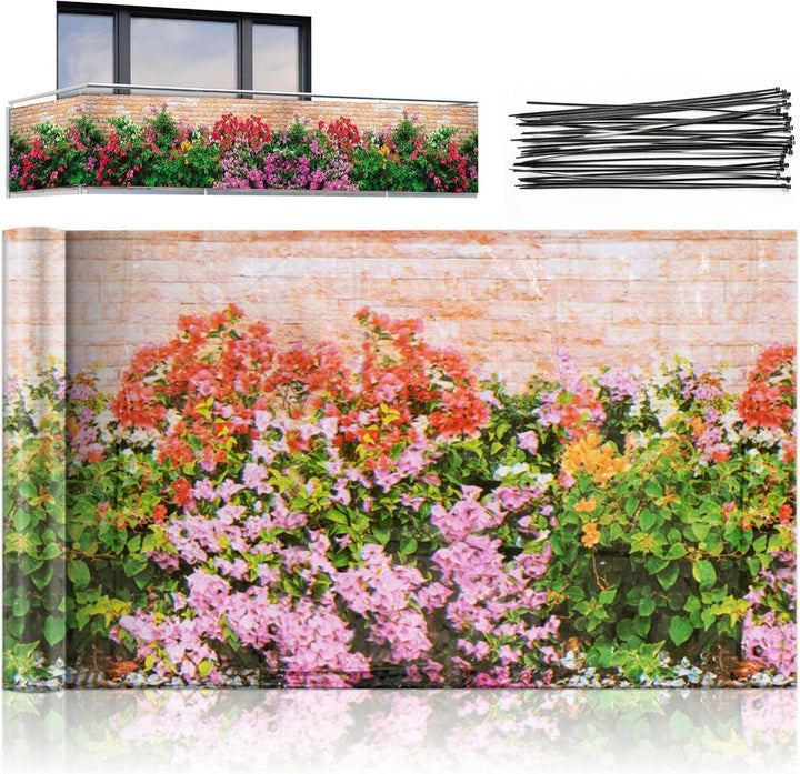 Maximex Balkon-Sichtschutz Mauerblumen, UV- und witterungsbeständig, Schnelltrocknend, Reissfest, 85