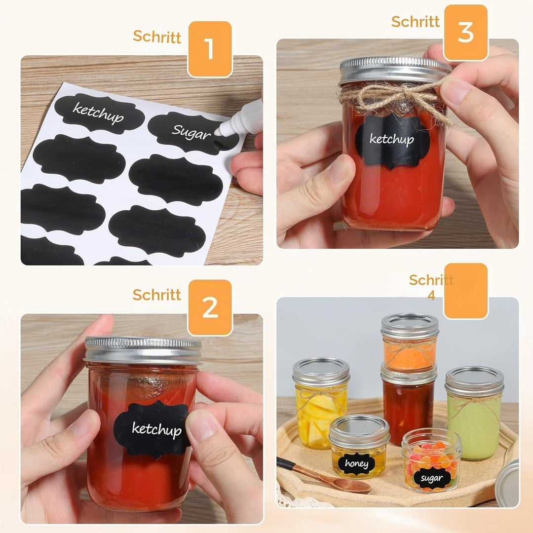 ComSaf 250ml Einmachgläser mit Deckel 16 Stück Mason jar, Vorratsgläser für Lebensmittel für selbstg