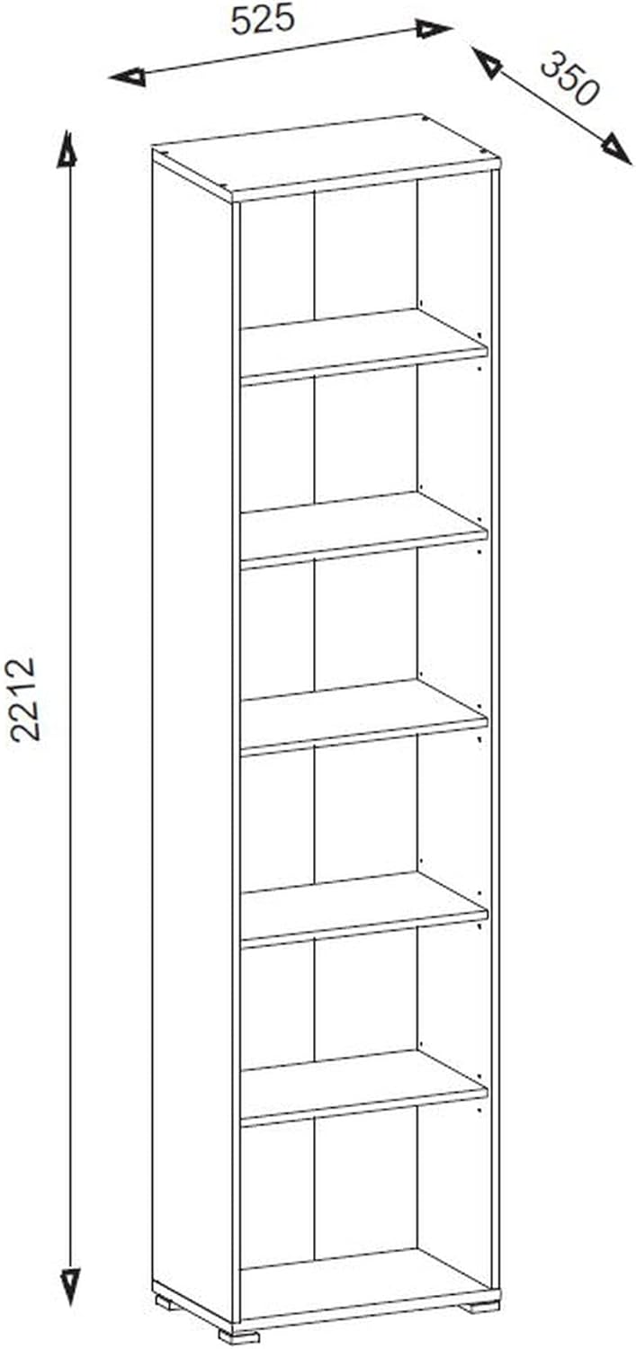 möbelando Aktenregal >Clermont< (BxHxT: 52,5x221,2x35 cm) in Sonoma/Eiche Eiche Aktenregal 52x221cm,