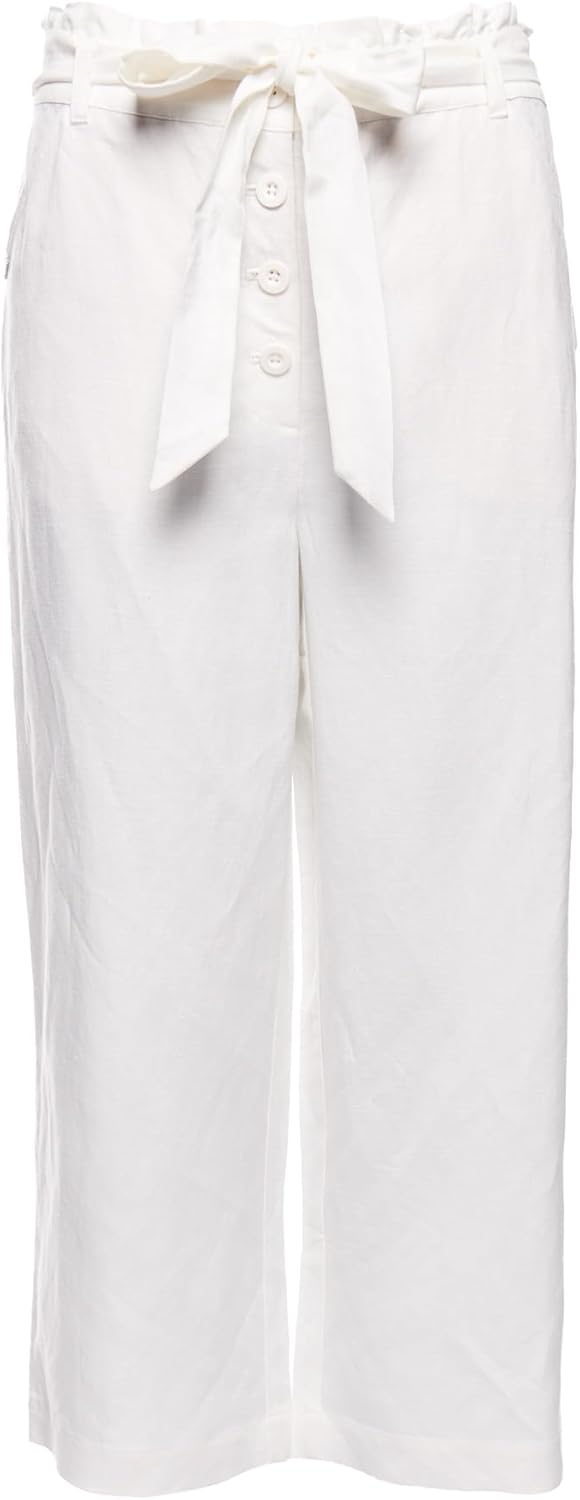 Superdry Damen Eden Linen Trouser Hose, 28 Elfenbein (Chalk White Fu4)